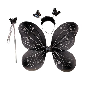 kaku fancy dresses kid netpolyester black butterfly wings black