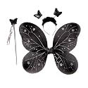 Kaku Fancy Dresses Kid Net/Polyester Black Butterfly Wings, Black