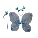 Kaku Fancy Dresses Net/Polyester Fairy tales character/princes costume firozi butterfly wings, Multicolour
