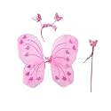 Kaku Fancy Dresses Net,Polyester Other Pink Butterfly Wings Fairy Costume Accessories -Pink, 3-8 Years, For Boys &amp; Girls