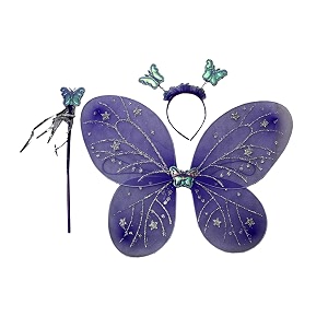 kaku fancy dresses polyester purple butterfly wings for kids  free size  lightweight dress-up wings for girls  purple