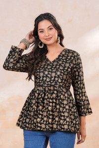 KALADISH Casual Floral Print Printed Women Black