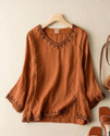 kalaliya Casual Embroidered Women Brown Top