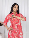 KALAVRITTA Women Gathered Red MidiCalf Length Dress