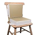 Booster Seat for Kitchen Chair - Toddler Booster Seat for Dining Table - PU Washable Double-Safety Straps with Buckle, Kids Portable Outdoor Booster Seat (Khaki)