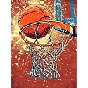 Kaliosy 5D Diamond Art Kits for Adults Basketball by Number Kits, Diamond Painting Art Slam Dunk DIY Full Drill Crystal Craft Cross Stitch Embroidery Decoration (12x16 inch) 30x40 cm