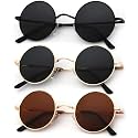KALIYADI Round Polarized Sunglasses for Men Women Halloween Costume Retro Metal Hippie Circle Style Sun Glasses UV Protection