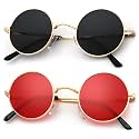 KALIYADI Round Polarized Sunglasses for Men Women Halloween Costume Retro Metal Hippie Circle Style Sun Glasses UV Protection