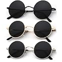 KALIYADI Round Polarized Sunglasses for Men Women Halloween Costume Retro Metal Hippie Circle Style Sun Glasses UV Protection