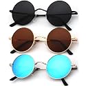 KALIYADI Round Polarized Sunglasses for Men Women Halloween Costume Retro Metal Hippie Circle Style Sun Glasses UV Protection