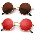 KALIYADI Round Polarized Sunglasses for Men Women Halloween Costume Retro Metal Hippie Circle Style Sun Glasses UV Protection