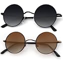 KALIYADI Round Polarized Sunglasses for Men Women Halloween Costume Retro Metal Hippie Circle Style Sun Glasses UV Protection