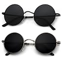 KALIYADI Round Polarized Sunglasses for Men Women Halloween Costume Retro Metal Hippie Circle Style Sun Glasses UV Protection
