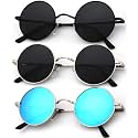 KALIYADI Round Polarized Sunglasses for Men Women Halloween Costume Retro Metal Hippie Circle Style Sun Glasses UV Protection