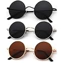 KALIYADI Round Polarized Sunglasses for Men Women Halloween Costume Retro Metal Hippie Circle Style Sun Glasses UV Protection