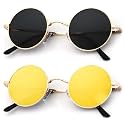 KALIYADI Round Polarized Sunglasses for Men Women Halloween Costume Retro Metal Hippie Circle Style Sun Glasses UV Protection
