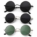 KALIYADI Round Polarized Sunglasses for Men Women Halloween Costume Retro Metal Hippie Circle Style Sun Glasses UV Protection