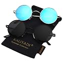 KALIYADI Round Polarized Sunglasses for Men Women Halloween Costume Retro Metal Hippie Circle Style Sun Glasses UV Protection