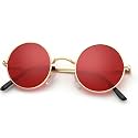 KALIYADI Round Polarized Sunglasses for Men Women Halloween Costume Retro Metal Hippie Circle Style Sun Glasses UV Protection