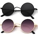 KALIYADI Round Polarized Sunglasses for Men Women Halloween Costume Retro Metal Hippie Circle Style Sun Glasses UV Protection