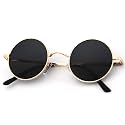KALIYADI Round Polarized Sunglasses for Men Women Halloween Costume Retro Metal Hippie Circle Style Sun Glasses UV Protection