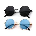 KALIYADI Round Polarized Sunglasses for Men Women Halloween Costume Retro Metal Hippie Circle Style Sun Glasses UV Protection