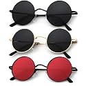 KALIYADI Round Polarized Sunglasses for Men Women Halloween Costume Retro Metal Hippie Circle Style Sun Glasses UV Protection
