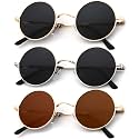 KALIYADI Round Polarized Sunglasses for Men Women Halloween Costume Retro Metal Hippie Circle Style Sun Glasses UV Protection