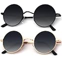 KALIYADI Round Polarized Sunglasses for Men Women Halloween Costume Retro Metal Hippie Circle Style Sun Glasses UV Protection