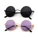 KALIYADI Round Polarized Sunglasses for Men Women Halloween Costume Retro Metal Hippie Circle Style Sun Glasses UV Protection