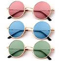 KALIYADI Round Polarized Sunglasses for Men Women Halloween Costume Retro Metal Hippie Circle Style Sun Glasses UV Protection