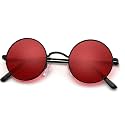 KALIYADI Round Polarized Sunglasses for Men Women Halloween Costume Retro Metal Hippie Circle Style Sun Glasses UV Protection