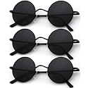 KALIYADI Round Polarized Sunglasses for Men Women Halloween Costume Retro Metal Hippie Circle Style Sun Glasses UV Protection