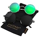 KALIYADI Round Polarized Sunglasses for Men Women Halloween Costume Retro Metal Hippie Circle Style Sun Glasses UV Protection