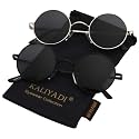 KALIYADI Round Polarized Sunglasses for Men Women Halloween Costume Retro Metal Hippie Circle Style Sun Glasses UV Protection