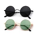 KALIYADI Round Polarized Sunglasses for Men Women Halloween Costume Retro Metal Hippie Circle Style Sun Glasses UV Protection