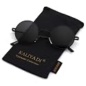 KALIYADI Round Polarized Sunglasses for Men Women Halloween Costume Retro Metal Hippie Circle Style Sun Glasses UV Protection