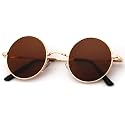 KALIYADI Round Polarized Sunglasses for Men Women Halloween Costume Retro Metal Hippie Circle Style Sun Glasses UV Protection