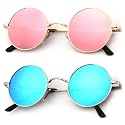 KALIYADI Round Polarized Sunglasses for Men Women Halloween Costume Retro Metal Hippie Circle Style Sun Glasses UV Protection