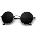KALIYADI Round Polarized Sunglasses for Men Women Halloween Costume Retro Metal Hippie Circle Style Sun Glasses UV Protection