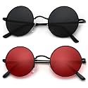 KALIYADI Round Polarized Sunglasses for Men Women Halloween Costume Retro Metal Hippie Circle Style Sun Glasses UV Protection