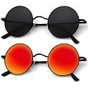 KALIYADI Round Polarized Sunglasses for Men Women Halloween Costume Retro Metal Hippie Circle Style Sun Glasses UV Protection