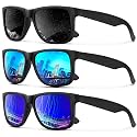 KALIYADI Sunglasses Men Polarized Sun glasses for Mens Womens Classic Matte Black Frame UV Protection 3pack