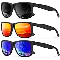 KALIYADI Sunglasses Men Polarized Sun glasses for Mens Womens Classic Matte Black Frame UV Protection 3pack