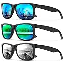 KALIYADI Sunglasses Men Polarized Sun glasses for Mens Womens Classic Matte Black Frame UV Protection 3pack