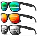 KALIYADI Sunglasses Men Polarized Sun glasses for Mens Womens Classic Matte Black Frame UV Protection 3pack