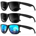 KALIYADI Sunglasses Men Polarized Sun glasses for Mens Womens Classic Matte Black Frame UV Protection 3pack