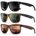 KALIYADI Sunglasses Men Polarized Sun glasses for Mens Womens Classic Matte Black Frame UV Protection 3pack