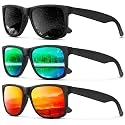 KALIYADI Sunglasses Men Polarized Sun glasses for Mens Womens Classic Matte Black Frame UV Protection 3pack