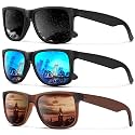 KALIYADI Sunglasses Men Polarized Sun glasses for Mens Womens Classic Matte Black Frame UV Protection 3pack